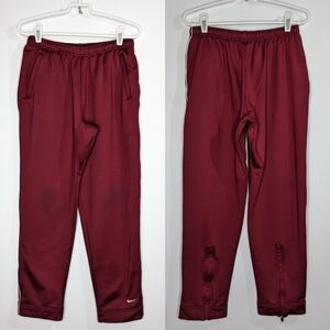 Nike Team Dri Fit maroon zip ankle warm up track pants M